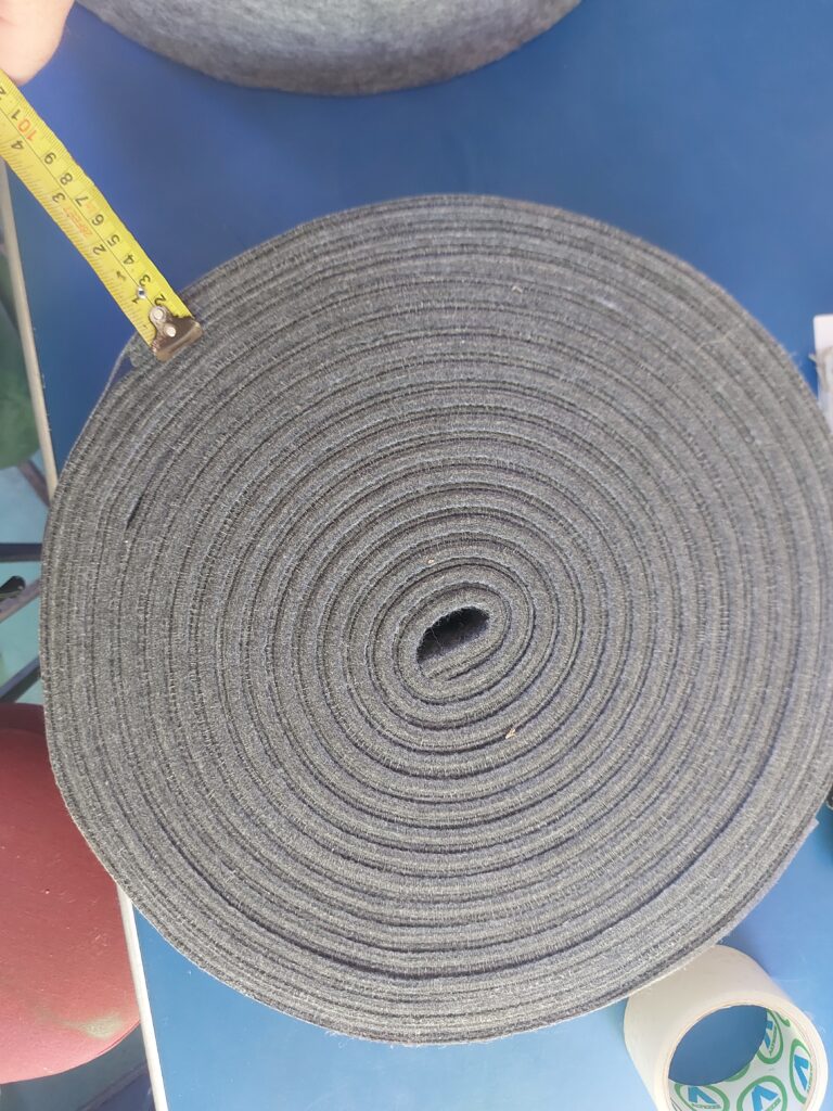 Grey Felt Marine Carpet (100mm x 10mm) - Per Meter